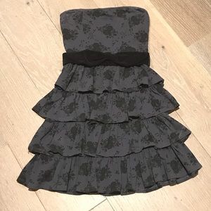 Black and Grey Tiered Ruffle Dress